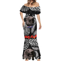 New Zealand and Cook Islands ANZAC Day Mermaid Dress Gallipoli Lest We Forget Tatau Art Tribal and Maori Tattoo with Fern