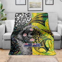 New Zealand and Cook Islands Together Blanket Tatau Art Tribal Pattern-Maori Tattoo with Fern and Paua Shell