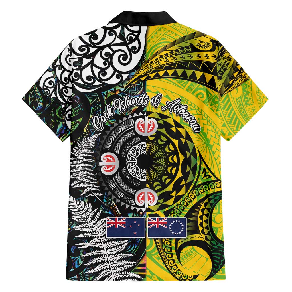 New Zealand and Cook Islands Together Family Matching Long Sleeve Bodycon Dress and Hawaiian Shirt Tatau Art Tribal Pattern-Maori Tattoo with Fern and Paua Shell LT03 - Polynesian Pride