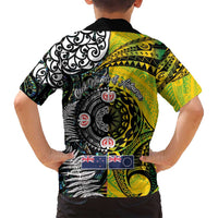 New Zealand and Cook Islands Together Family Matching Puletasi and Hawaiian Shirt Tatau Art Tribal Pattern-Maori Tattoo with Fern and Paua Shell LT03 - Polynesian Pride
