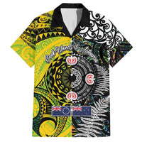 New Zealand and Cook Islands Together Family Matching Puletasi and Hawaiian Shirt Tatau Art Tribal Pattern-Maori Tattoo with Fern and Paua Shell LT03 Dad's Shirt - Short Sleeve Art - Polynesian Pride