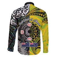 New Zealand and Cook Islands Together Family Matching Puletasi and Hawaiian Shirt Tatau Art Tribal Pattern-Maori Tattoo with Fern and Paua Shell LT03 - Polynesian Pride