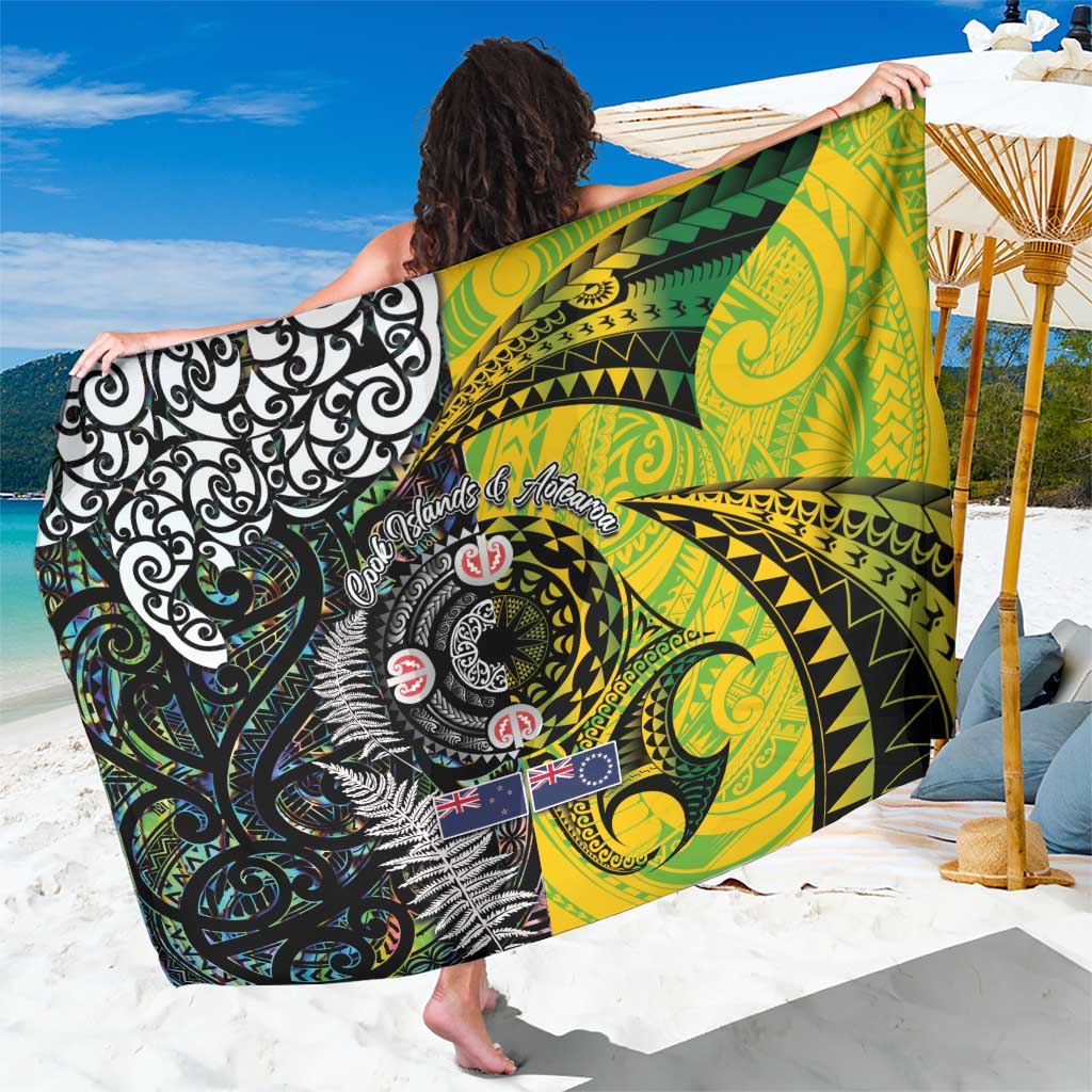 New Zealand and Cook Islands Together Sarong Tatau Art Tribal Pattern-Maori Tattoo with Fern and Paua Shell