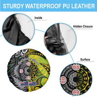 New Zealand and Cook Islands Together Spare Tire Cover Tatau Art Tribal Pattern-Maori Tattoo with Fern and Paua Shell