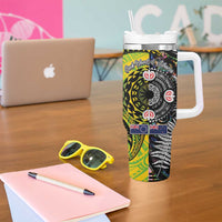 New Zealand and Cook Islands Together Tumbler With Handle Tatau Art Tribal Pattern-Maori Tattoo with Fern and Paua Shell