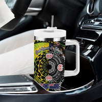 New Zealand and Cook Islands Together Tumbler With Handle Tatau Art Tribal Pattern-Maori Tattoo with Fern and Paua Shell