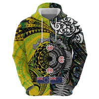 New Zealand and Cook Islands Together Zip Hoodie Tatau Art Tribal Pattern-Maori Tattoo with Fern and Paua Shell