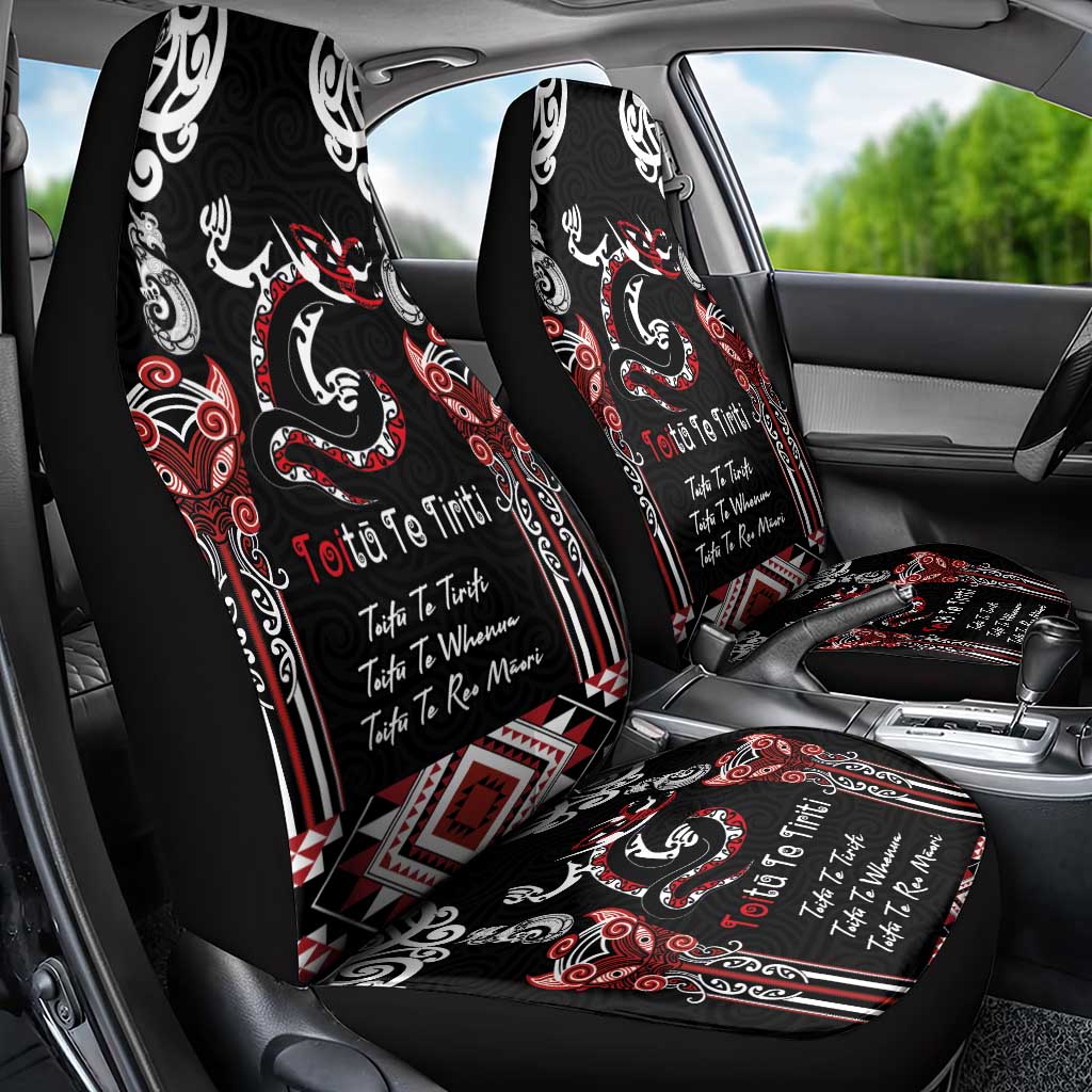 Aotearoa Toitu Te Tiriti-Maori Taniwha Car Seat Cover Toitu Te Whenua Toitu Te Reo Maori