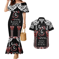 Aotearoa Toitu Te Tiriti-Maori Taniwha Couples Matching Mermaid Dress and Hawaiian Shirt Toitu Te Whenua Toitu Te Reo Maori