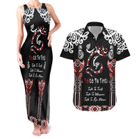 Aotearoa Toitu Te Tiriti-Maori Taniwha Couples Matching Tank Maxi Dress and Hawaiian Shirt Toitu Te Whenua Toitu Te Reo Maori LT03 Black - Polynesian Pride