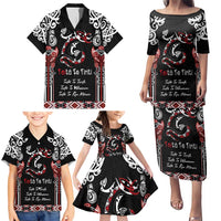 Aotearoa Toitu Te Tiriti-Maori Taniwha Family Matching Puletasi and Hawaiian Shirt Toitu Te Whenua Toitu Te Reo Maori