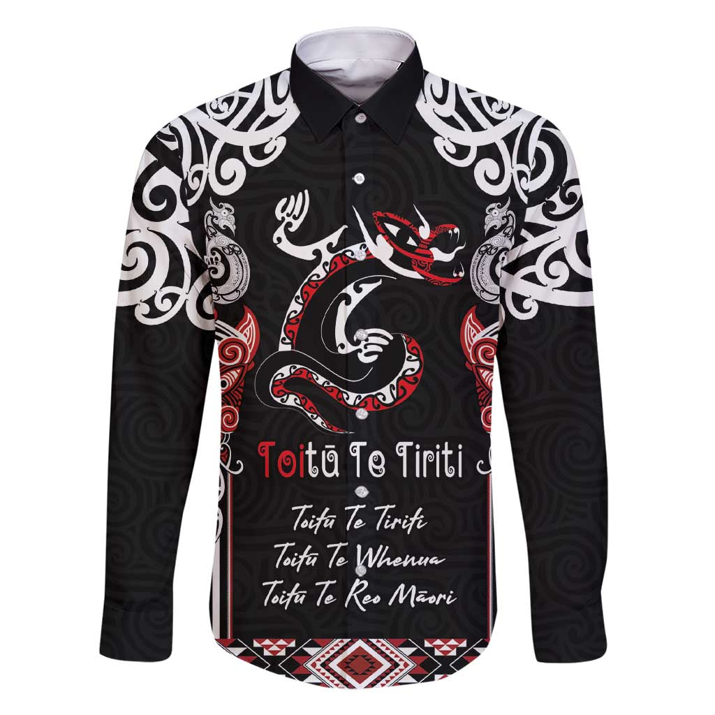 Aotearoa Toitu Te Tiriti-Maori Taniwha Family Matching Short Sleeve Bodycon Dress and Hawaiian Shirt Toitu Te Whenua Toitu Te Reo Maori