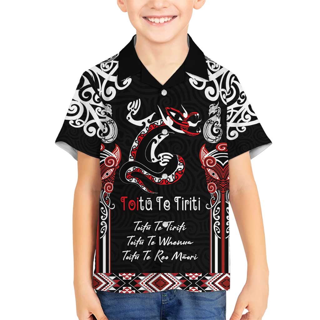 Aotearoa Toitu Te Tiriti-Maori Taniwha Family Matching Summer Maxi Dress and Hawaiian Shirt Toitu Te Whenua Toitu Te Reo Maori