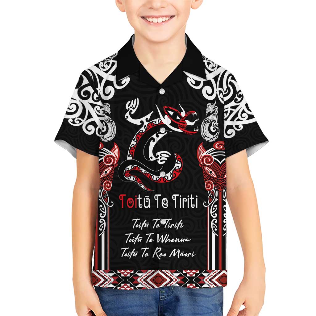 Aotearoa Toitu Te Tiriti-Maori Taniwha Kid Hawaiian Shirt Toitu Te Whenua Toitu Te Reo Maori