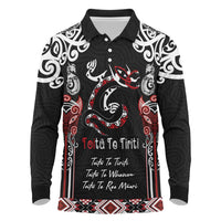 Aotearoa Toitu Te Tiriti-Maori Taniwha Long Sleeve Polo Shirt Toitu Te Whenua Toitu Te Reo Maori