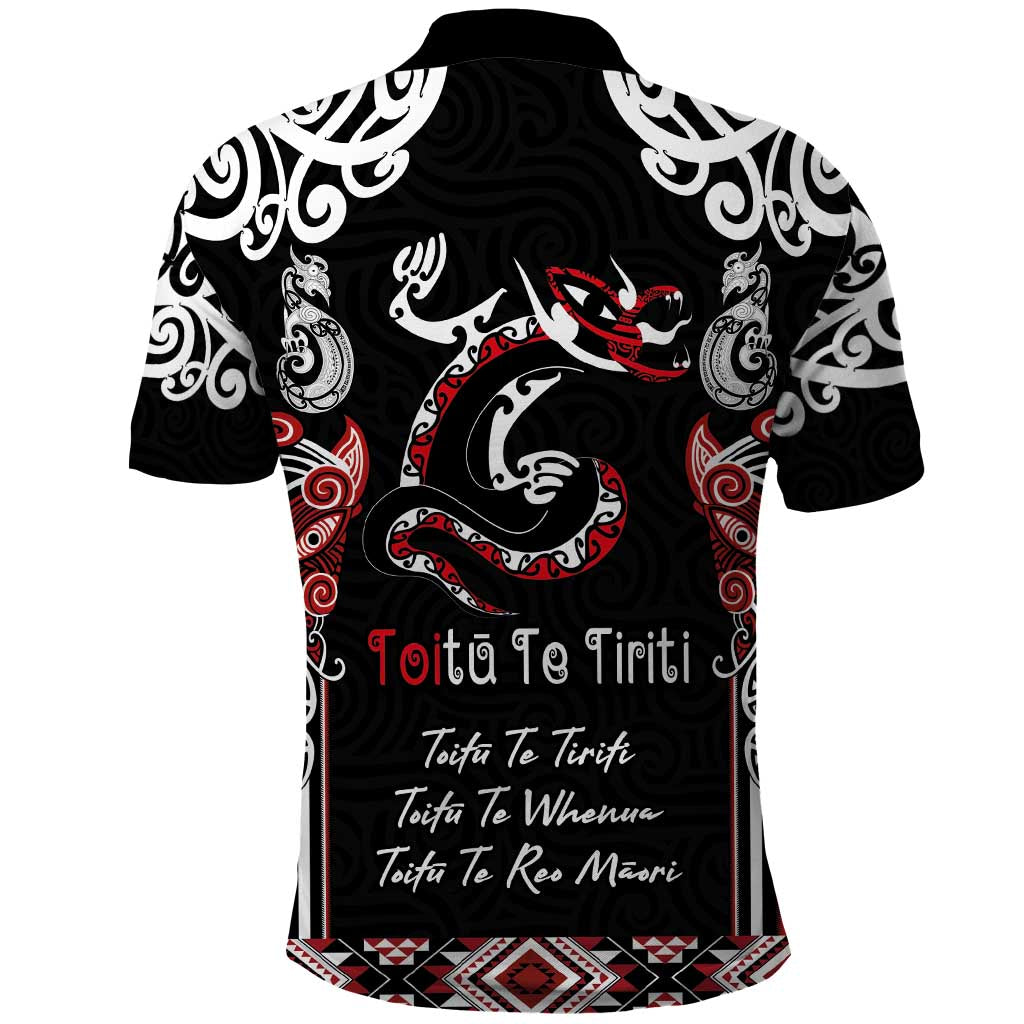 Aotearoa Toitu Te Tiriti-Maori Taniwha Polo Shirt Toitu Te Whenua Toitu Te Reo Maori