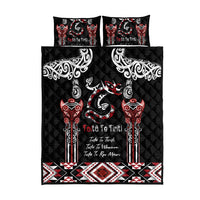 Aotearoa Toitu Te Tiriti-Maori Taniwha Quilt Bed Set Toitu Te Whenua Toitu Te Reo Maori