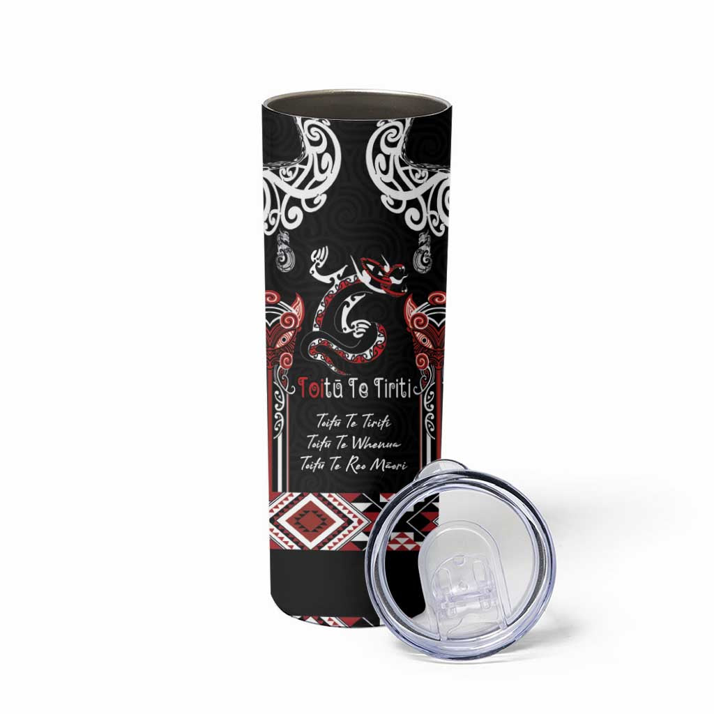 Aotearoa Toitu Te Tiriti-Maori Taniwha Skinny Tumbler Toitu Te Whenua Toitu Te Reo Maori