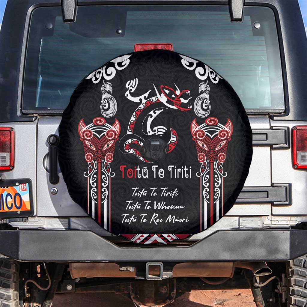 Aotearoa Toitu Te Tiriti-Maori Taniwha Spare Tire Cover Toitu Te Whenua Toitu Te Reo Maori