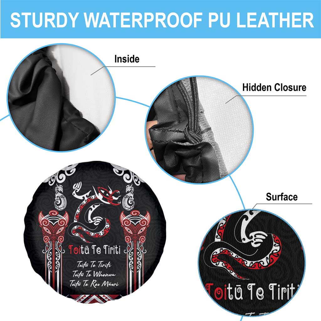 Aotearoa Toitu Te Tiriti-Maori Taniwha Spare Tire Cover Toitu Te Whenua Toitu Te Reo Maori