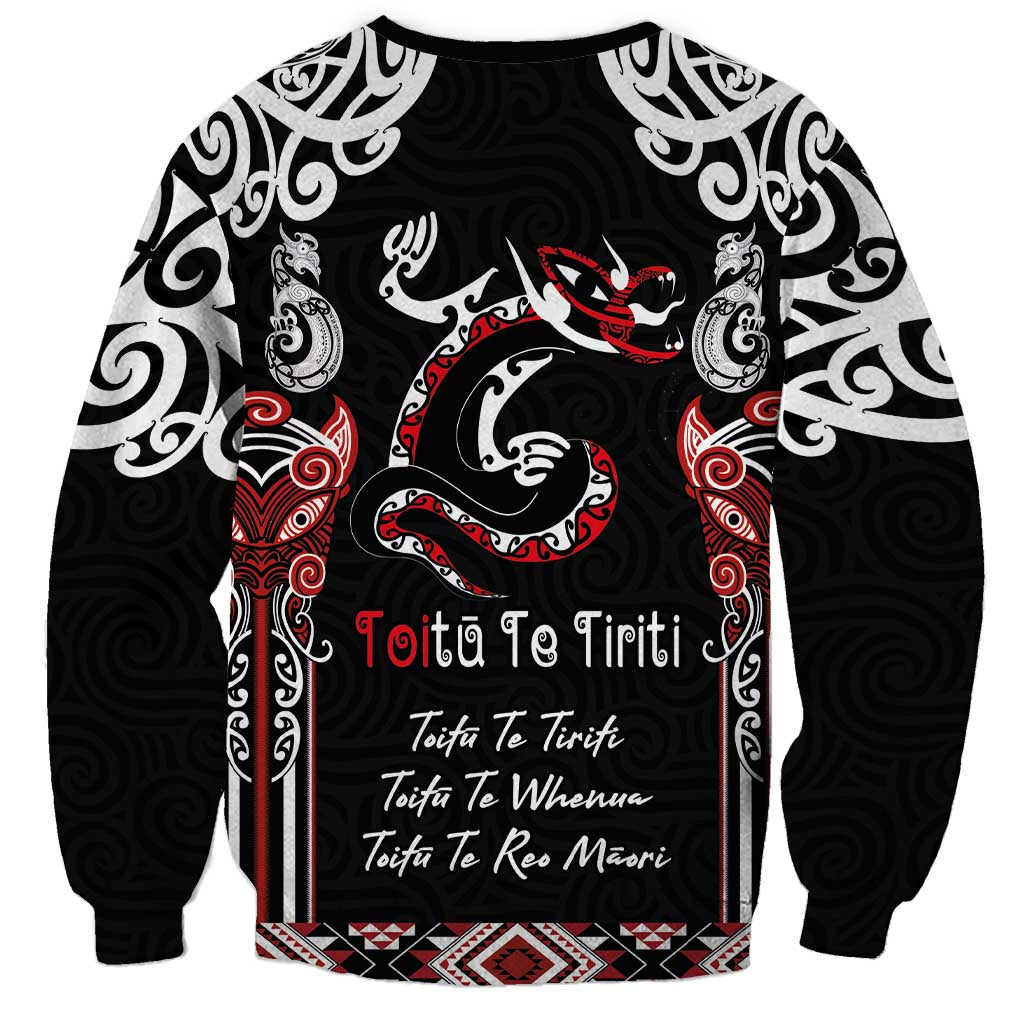 Aotearoa Toitu Te Tiriti-Maori Taniwha Sweatshirt Toitu Te Whenua Toitu Te Reo Maori