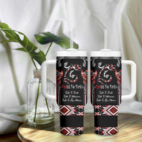 Aotearoa Toitu Te Tiriti-Maori Taniwha Tumbler With Handle Toitu Te Whenua Toitu Te Reo Maori