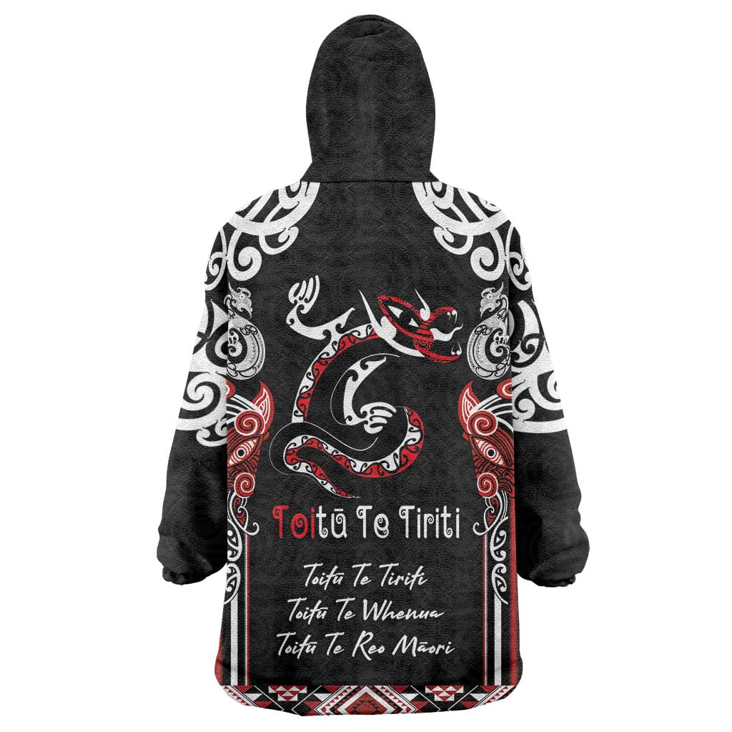 Aotearoa Toitu Te Tiriti-Maori Taniwha Wearable Blanket Hoodie Toitu Te Whenua Toitu Te Reo Maori