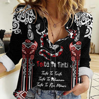 Aotearoa Toitu Te Tiriti-Maori Taniwha Women Casual Shirt Toitu Te Whenua Toitu Te Reo Maori