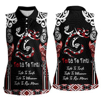 Aotearoa Toitu Te Tiriti-Maori Taniwha Women Sleeveless Polo Shirt Toitu Te Whenua Toitu Te Reo Maori