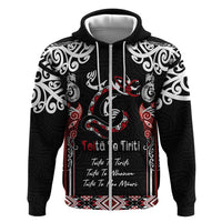 Aotearoa Toitu Te Tiriti-Maori Taniwha Zip Hoodie Toitu Te Whenua Toitu Te Reo Maori