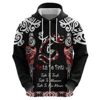 Aotearoa Toitu Te Tiriti-Maori Taniwha Zip Hoodie Toitu Te Whenua Toitu Te Reo Maori