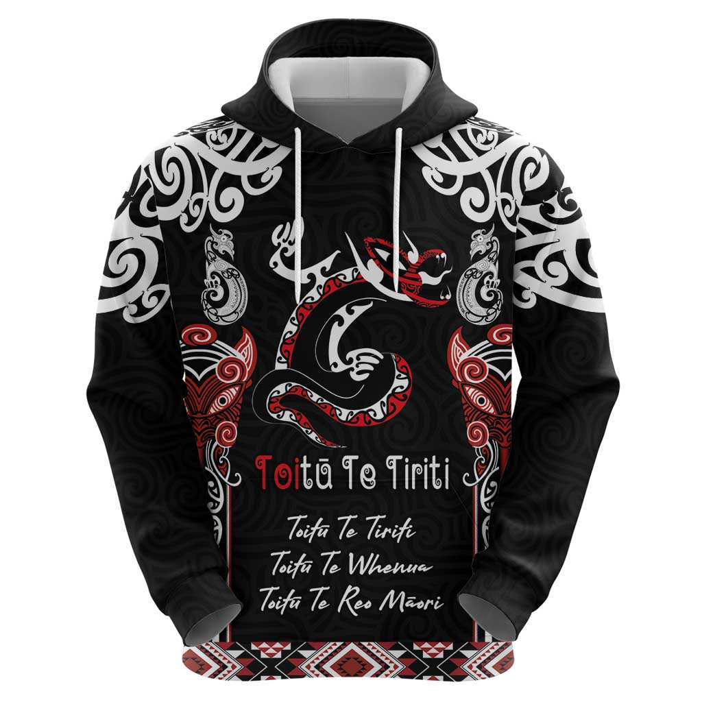 Aotearoa Toitu Te Tiriti-Maori Taniwha Zip Hoodie Toitu Te Whenua Toitu Te Reo Maori