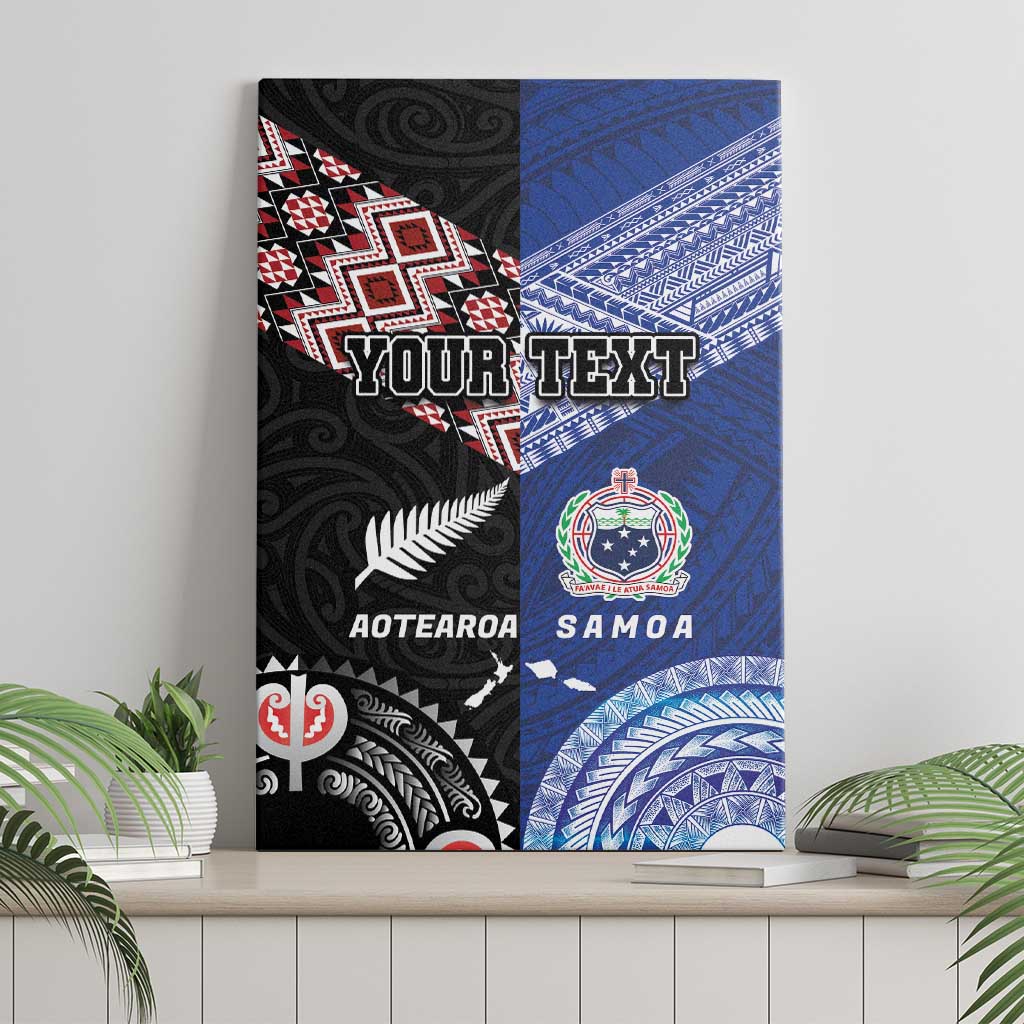 Personalised Aotearoa and Samoa Together Canvas Wall Art Tatau Art Tattoos-Taniko and Tukutuku with Maori Pattern