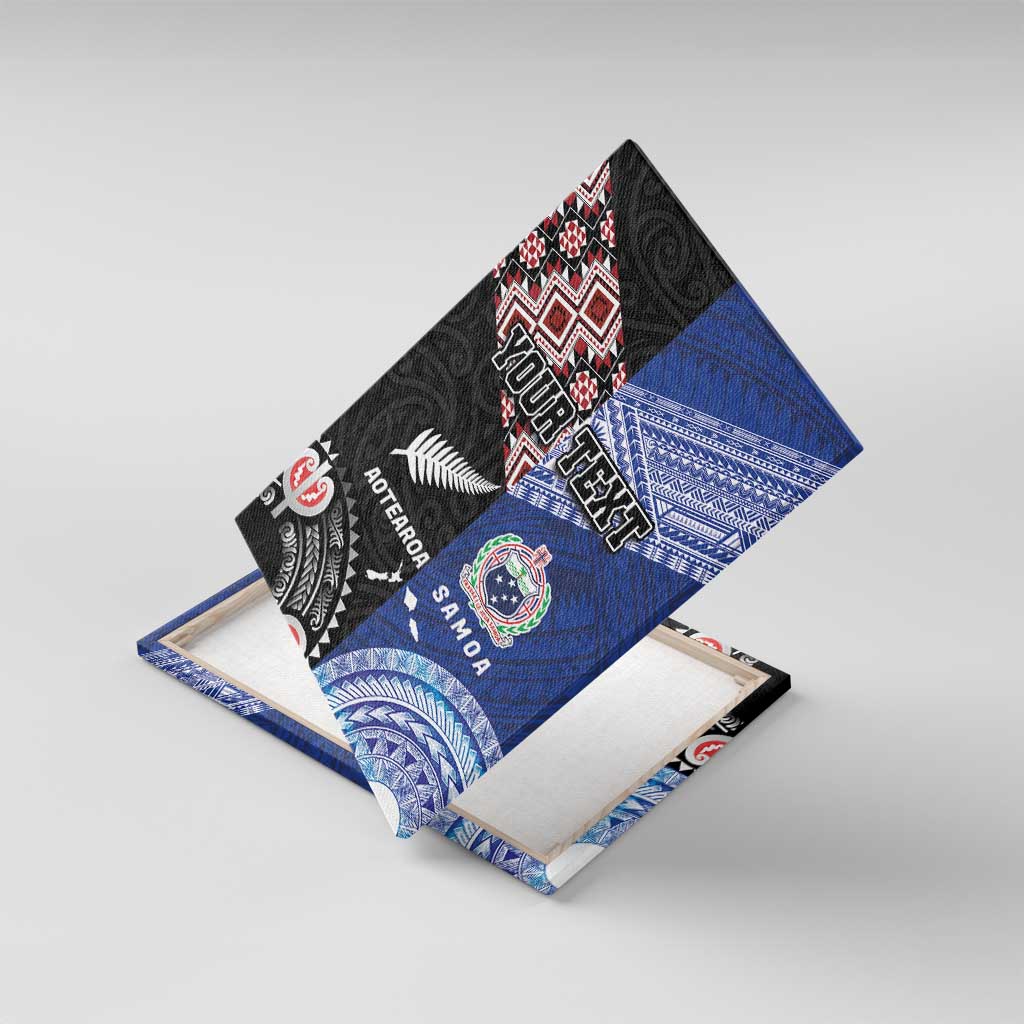 Personalised Aotearoa and Samoa Together Canvas Wall Art Tatau Art Tattoos-Taniko and Tukutuku with Maori Pattern