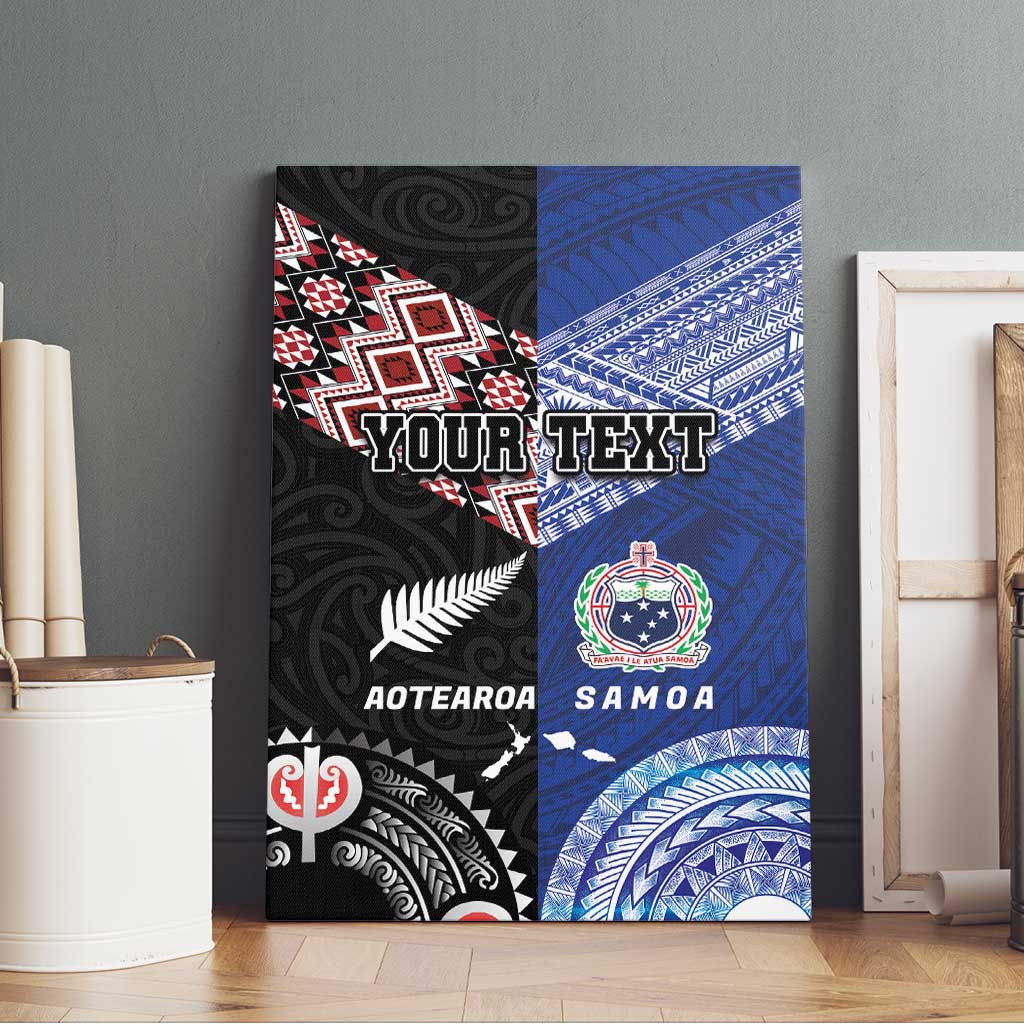 Personalised Aotearoa and Samoa Together Canvas Wall Art Tatau Art Tattoos-Taniko and Tukutuku with Maori Pattern