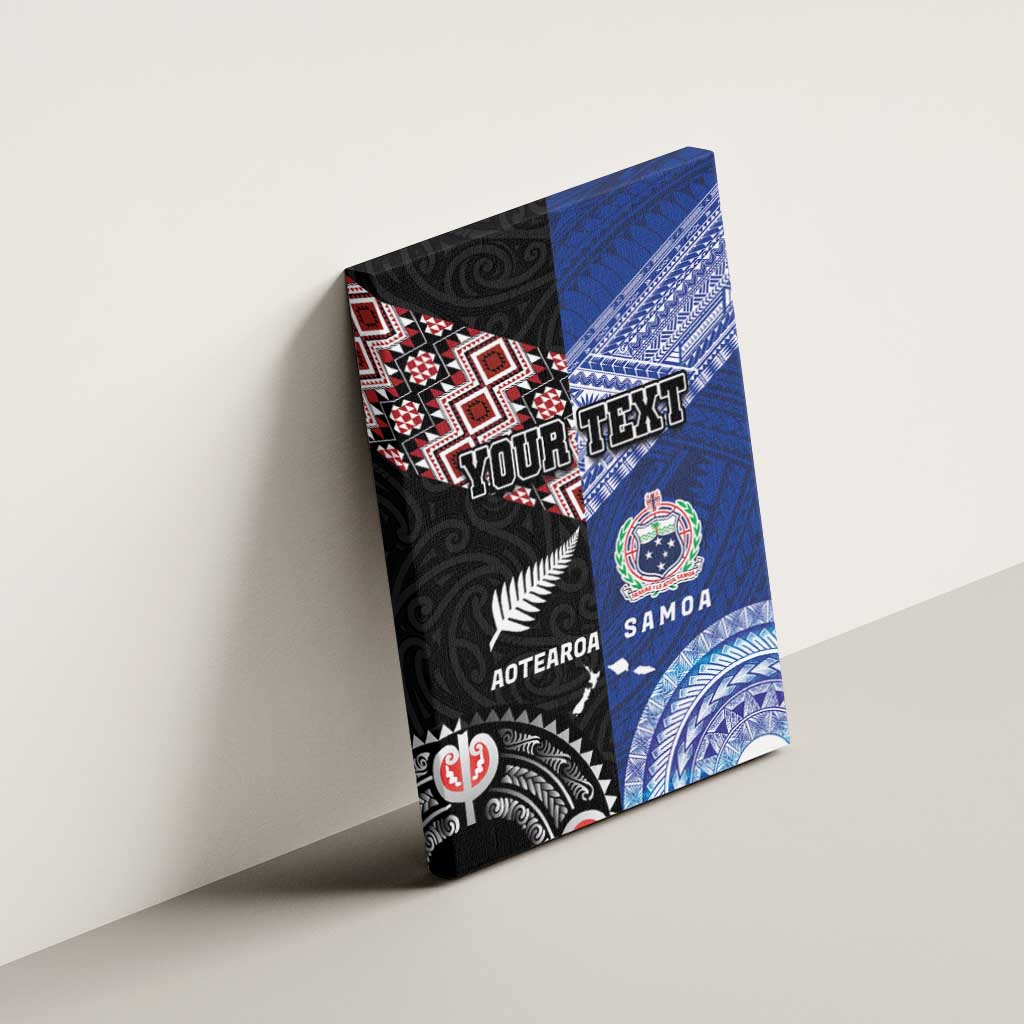Personalised Aotearoa and Samoa Together Canvas Wall Art Tatau Art Tattoos-Taniko and Tukutuku with Maori Pattern