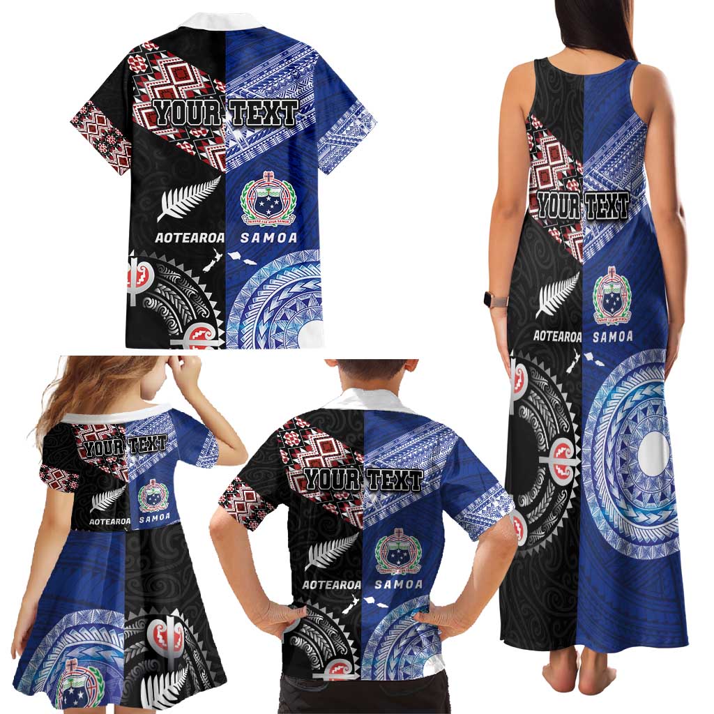 Personalised Aotearoa and Samoa Together Family Matching Tank Maxi Dress and Hawaiian Shirt Tatau Art Tattoos-Taniko and Tukutuku with Maori Pattern LT03 - Polynesian Pride