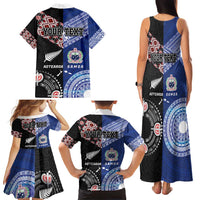 Personalised Aotearoa and Samoa Together Family Matching Tank Maxi Dress and Hawaiian Shirt Tatau Art Tattoos-Taniko and Tukutuku with Maori Pattern LT03 - Polynesian Pride