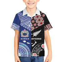 Personalised Aotearoa and Samoa Together Family Matching Tank Maxi Dress and Hawaiian Shirt Tatau Art Tattoos-Taniko and Tukutuku with Maori Pattern LT03 Son's Shirt Black - Polynesian Pride