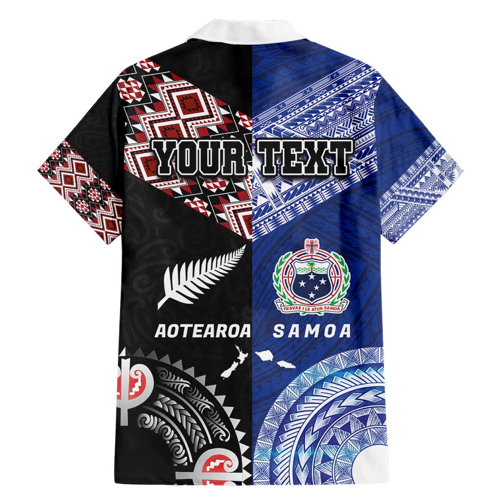 Personalised Aotearoa and Samoa Together Hawaiian Shirt Tatau Art Tattoos-Taniko and Tukutuku with Maori Pattern