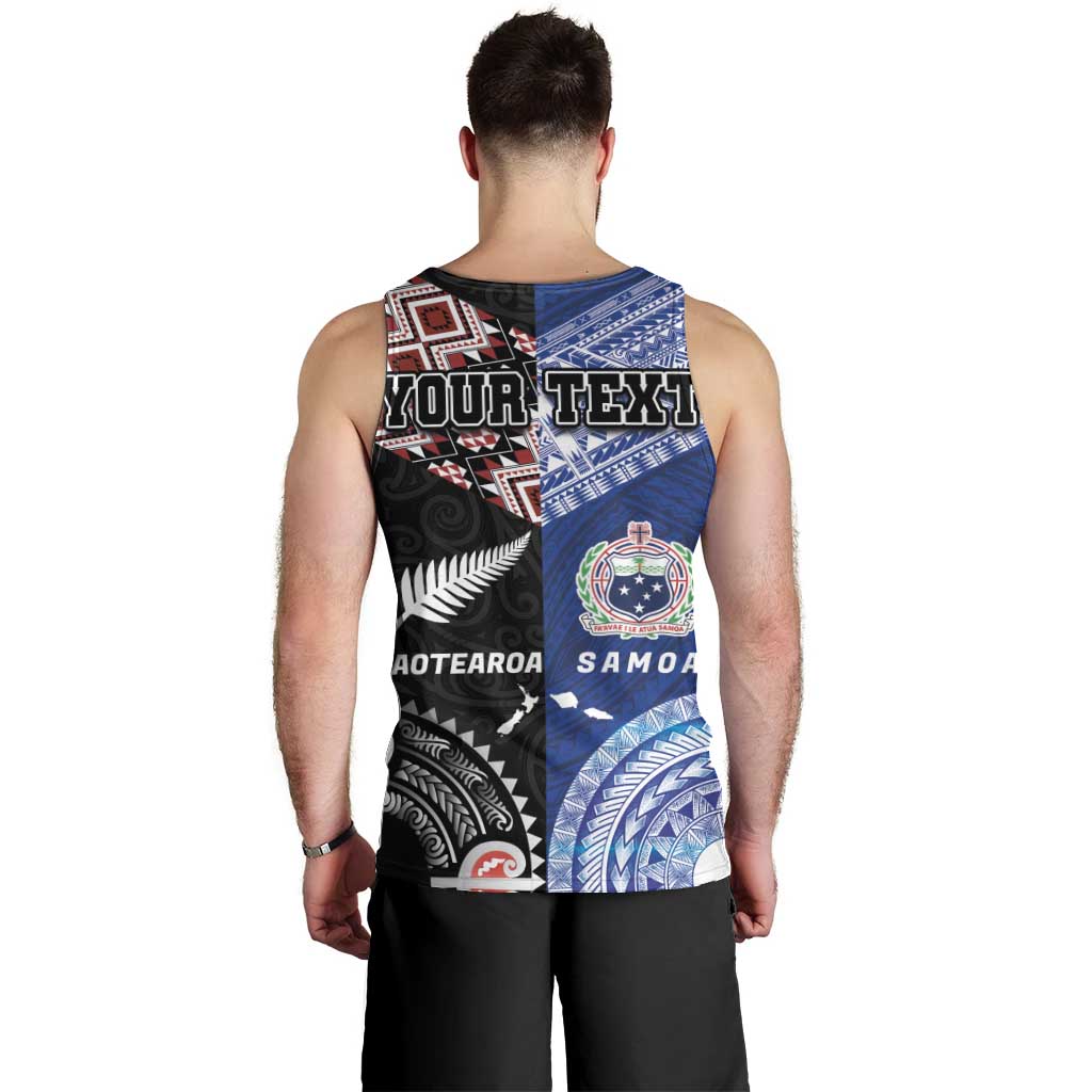 Personalised Aotearoa and Samoa Together Men Tank Top Tatau Art Tattoos-Taniko and Tukutuku with Maori Pattern