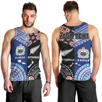Personalised Aotearoa and Samoa Together Men Tank Top Tatau Art Tattoos-Taniko and Tukutuku with Maori Pattern