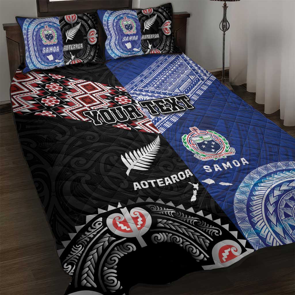 Personalised Aotearoa and Samoa Together Quilt Bed Set Tatau Art Tattoos-Taniko and Tukutuku with Maori Pattern