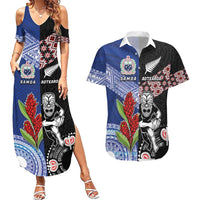 Custom Aotearoa and Samoa Rugby Couples Matching Summer Maxi Dress and Hawaiian Shirt Maori Warrior and Teuila Emblem-Tatau with Taniko Art