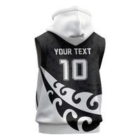 Custom NZ Rugby Sleeveless Hoodie Koru and Silver Fern Sporty Style