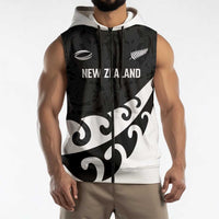 Custom NZ Rugby Sleeveless Zip Hoodie Koru and Silver Fern Sporty Style