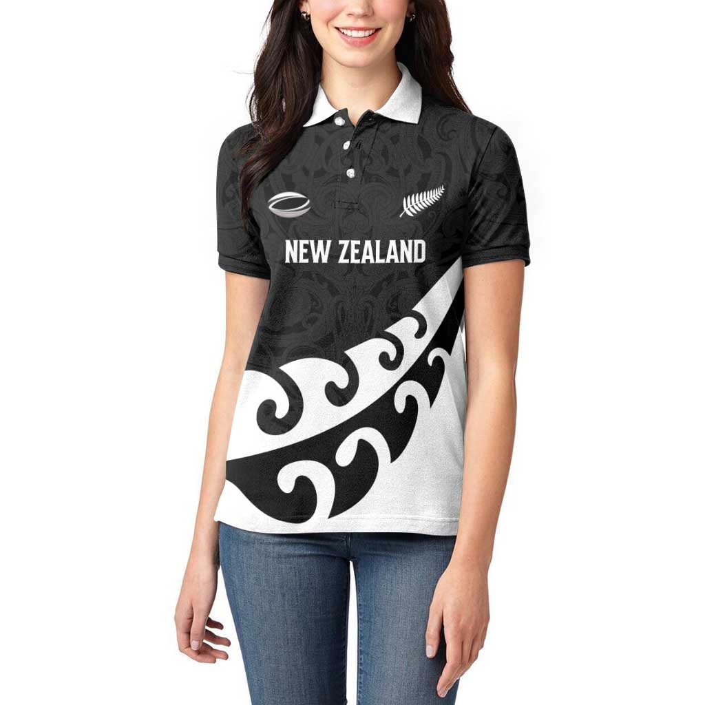Custom NZ Rugby Women Polo Shirt Koru and Silver Fern Sporty Style