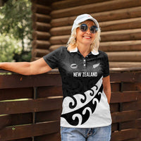 Custom NZ Rugby Women Polo Shirt Koru and Silver Fern Sporty Style