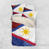 Philippines National Flag Day Bedding Set Polynesian and Yakan Tattoo Brush Style