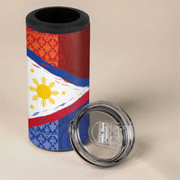 Philippines National Flag Day 4 in 1 Can Cooler Tumbler Polynesian and Yakan Tattoo Brush Style
